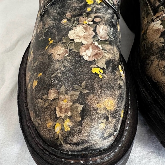 Free People Women’s Santa Fe Black Floral Leather Lace Up Combat Boots size 37 - Picture 3 of 8